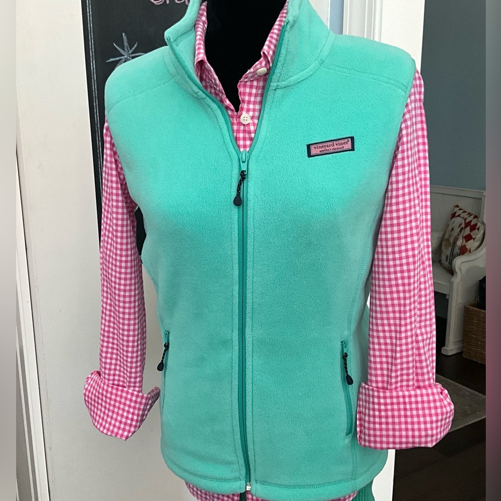 Vineyard Vines Seafoam Green Vest - Size Medium Mint Winter Vest - Picture 2 of 12